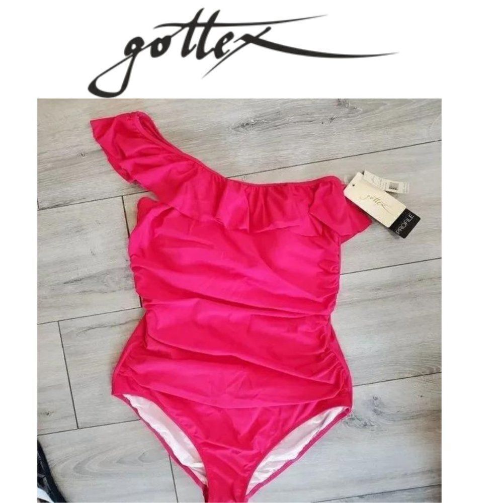 Gottex ETT2061 Ruffle Shoulder One Piece Swimsuit